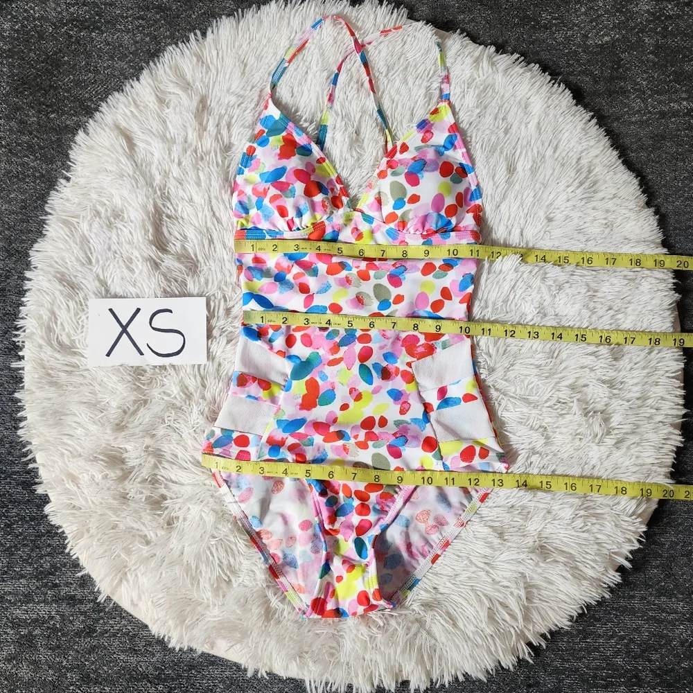 Spotted Retro V-Neck One Piece Bathing Suit - Picture 9 of 14
